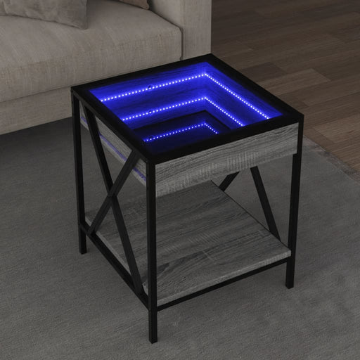 Măsuță de cafea cu LED infinity, gri sonoma, 40x40x49 cm - WALTI WALTI