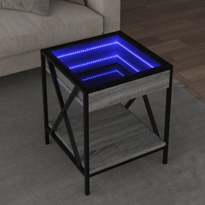 Măsuță de cafea cu LED infinity, gri sonoma, 40x40x49 cm - WALTI WALTI