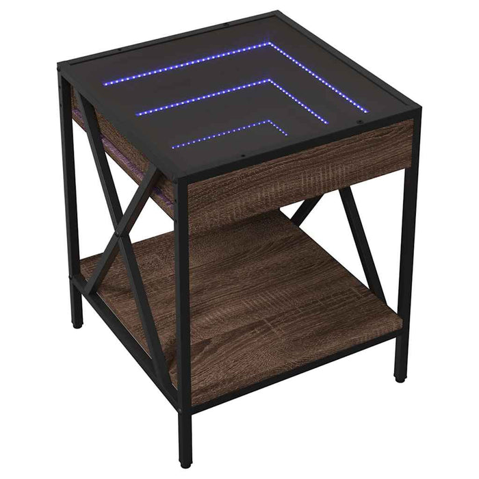 Măsuță de cafea cu LED infinity, stejar maro, 40x40x49 cm - WALTI WALTI