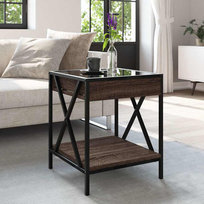 Măsuță de cafea cu LED infinity, stejar maro, 40x40x49 cm - WALTI WALTI