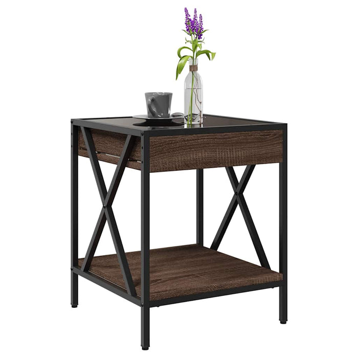 Măsuță de cafea cu LED infinity, stejar maro, 40x40x49 cm - WALTI WALTI