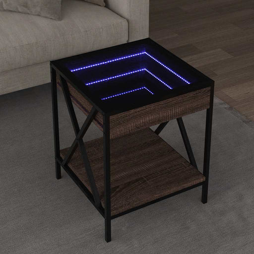 Măsuță de cafea cu LED infinity, stejar maro, 40x40x49 cm - WALTI WALTI