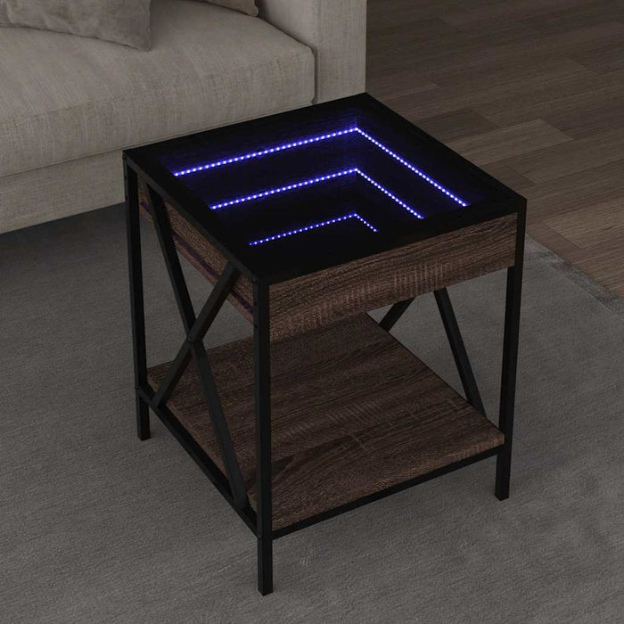 Măsuță de cafea cu LED infinity, stejar maro, 40x40x49 cm - WALTI WALTI
