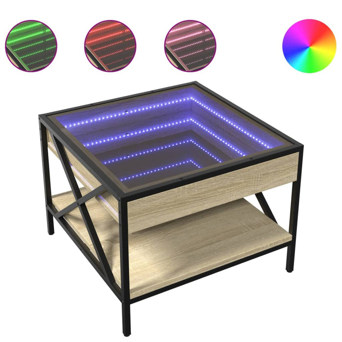 Măsuță de cafea cu LED infinity, stejar sonoma, 50x50x38 cm - WALTI WALTI