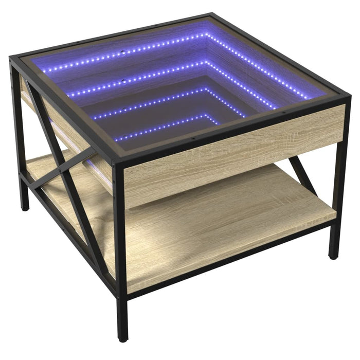 Măsuță de cafea cu LED infinity, stejar sonoma, 50x50x38 cm - WALTI WALTI