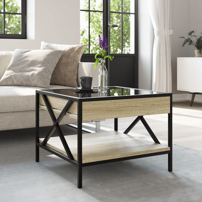 Măsuță de cafea cu LED infinity, stejar sonoma, 50x50x38 cm - WALTI WALTI