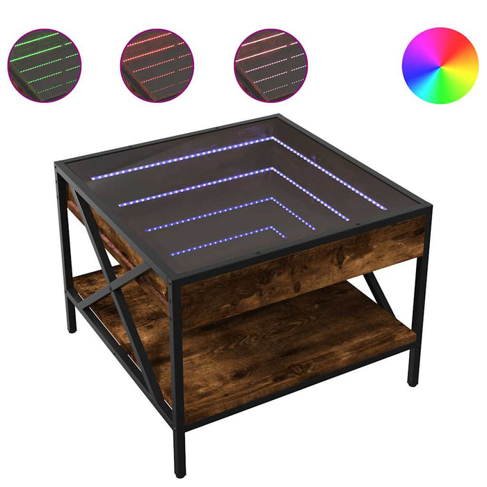 Măsuță de cafea cu LED infinity, stejar fumuriu, 50x50x38 cm - WALTI WALTI