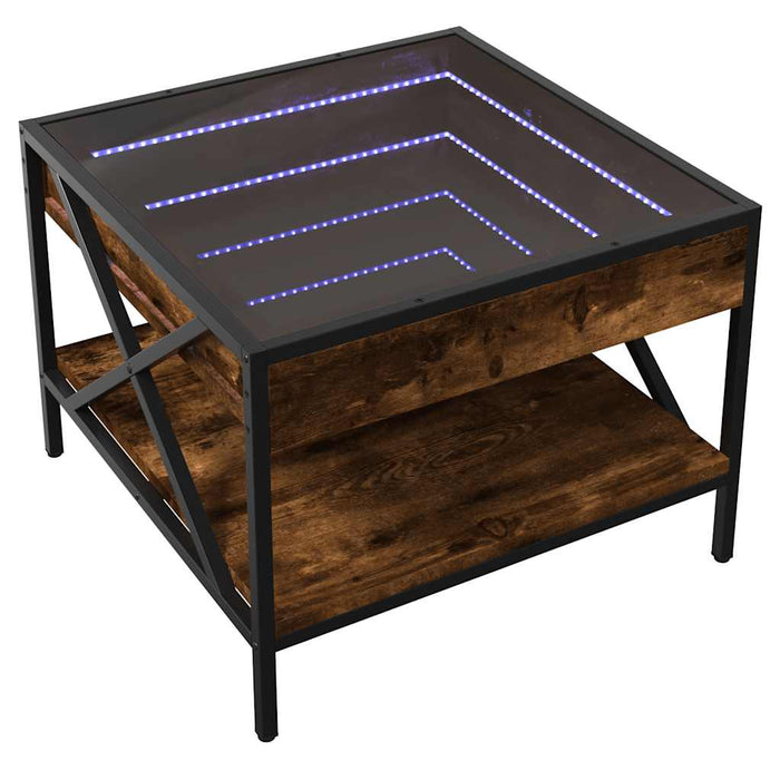 Măsuță de cafea cu LED infinity, stejar fumuriu, 50x50x38 cm - WALTI WALTI