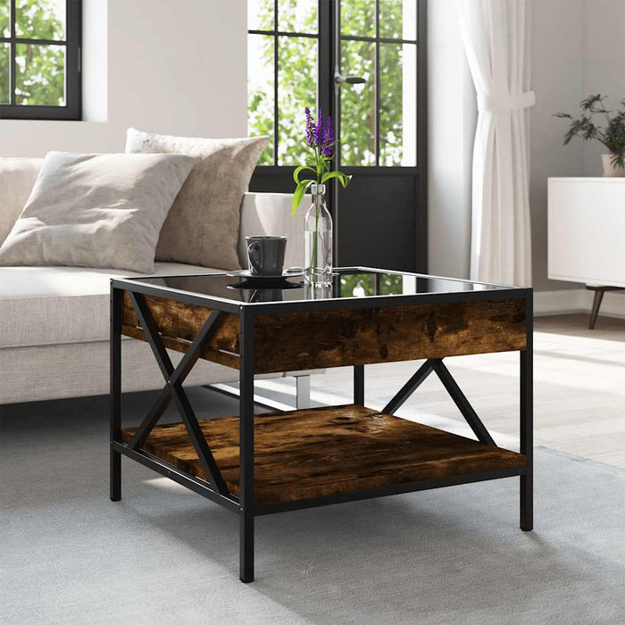 Măsuță de cafea cu LED infinity, stejar fumuriu, 50x50x38 cm - WALTI WALTI