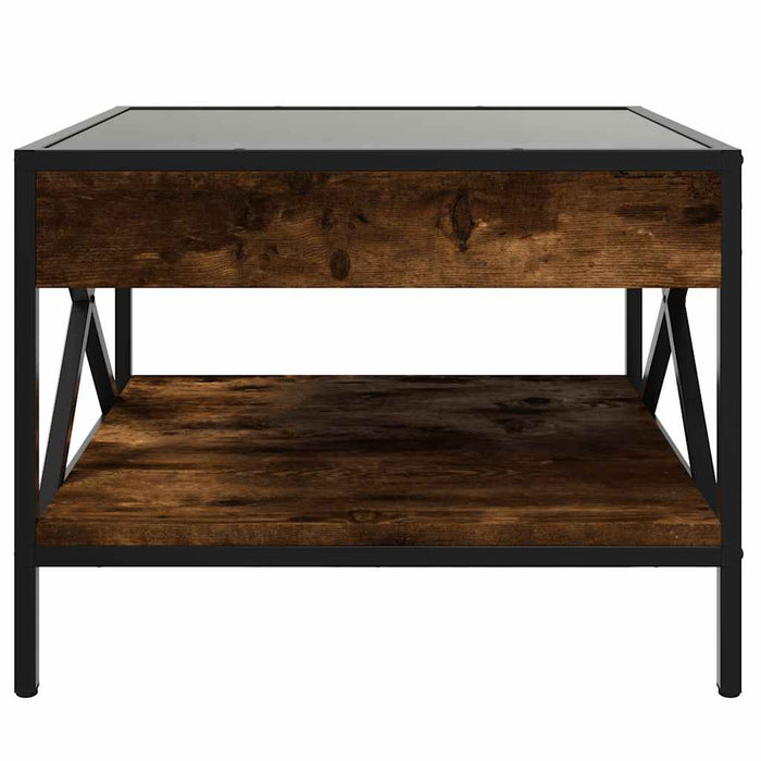 Măsuță de cafea cu LED infinity, stejar fumuriu, 50x50x38 cm - WALTI WALTI