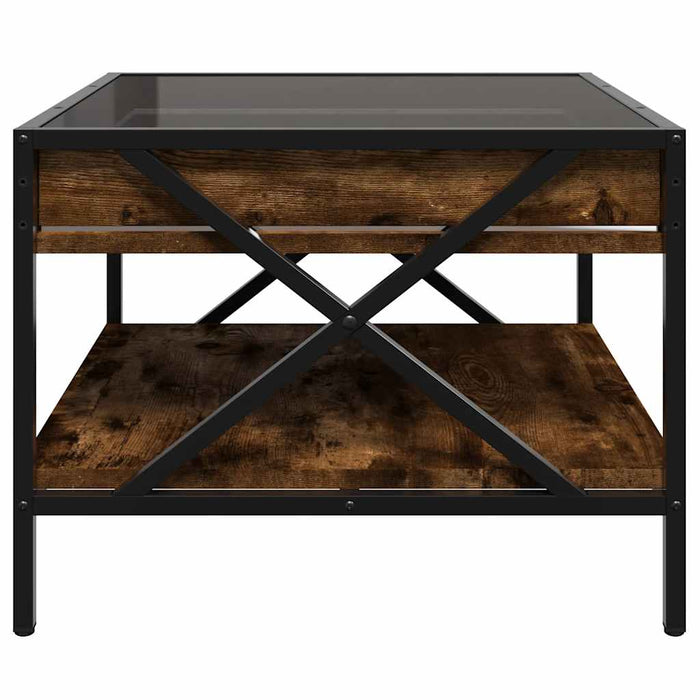 Măsuță de cafea cu LED infinity, stejar fumuriu, 50x50x38 cm - WALTI WALTI