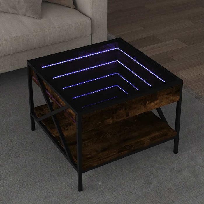 Măsuță de cafea cu LED infinity, stejar fumuriu, 50x50x38 cm - WALTI WALTI