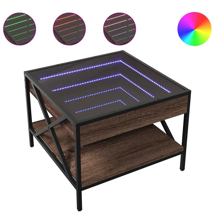 Măsuță de cafea cu LED infinity, stejar maro, 50x50x38 cm - WALTI WALTI
