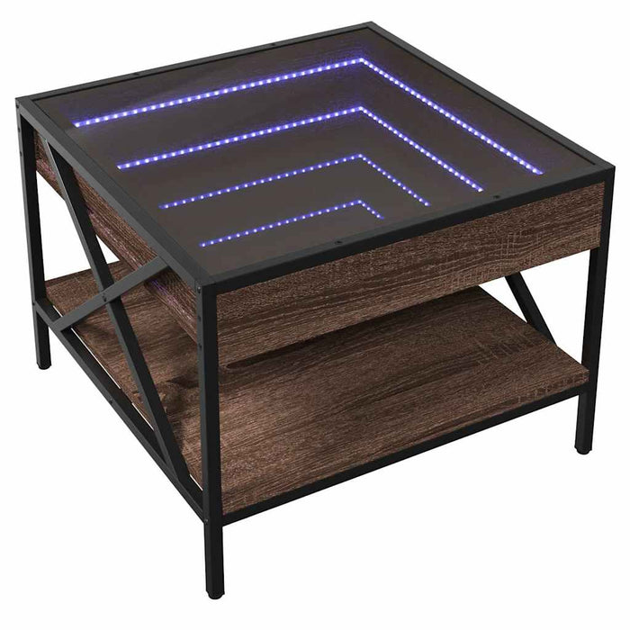 Măsuță de cafea cu LED infinity, stejar maro, 50x50x38 cm - WALTI WALTI