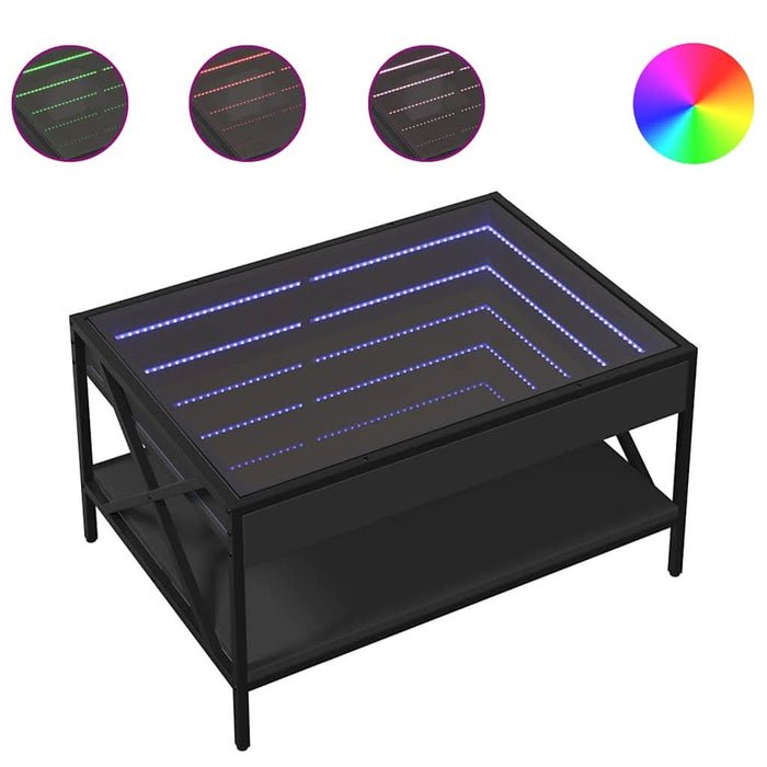Măsuță de cafea cu LED infinity, negru, 70x50x38 cm - WALTI WALTI