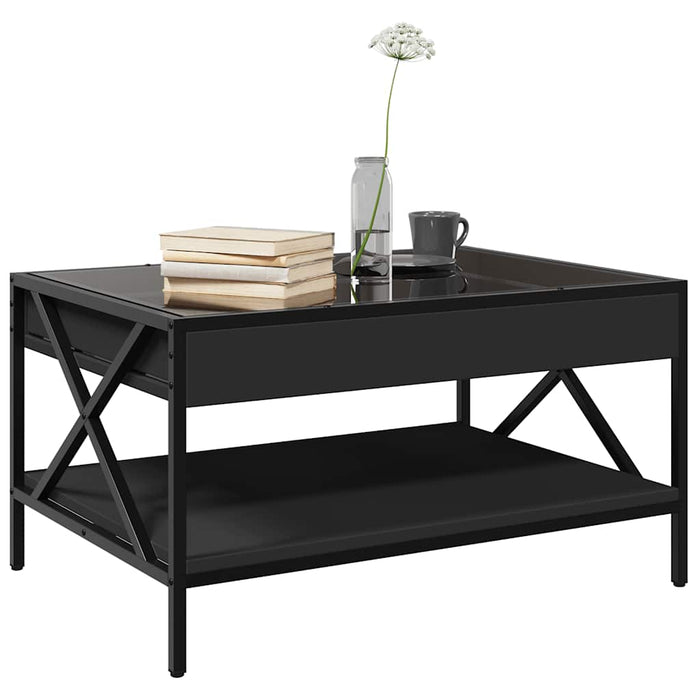 Măsuță de cafea cu LED infinity, negru, 70x50x38 cm - WALTI WALTI