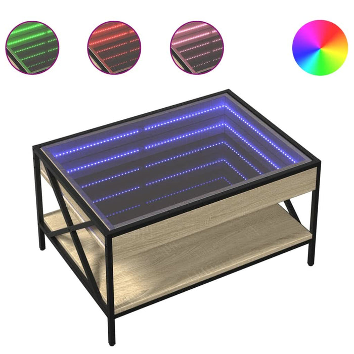 Măsuță de cafea cu LED infinity, stejar sonoma, 70x50x38 cm - WALTI WALTI