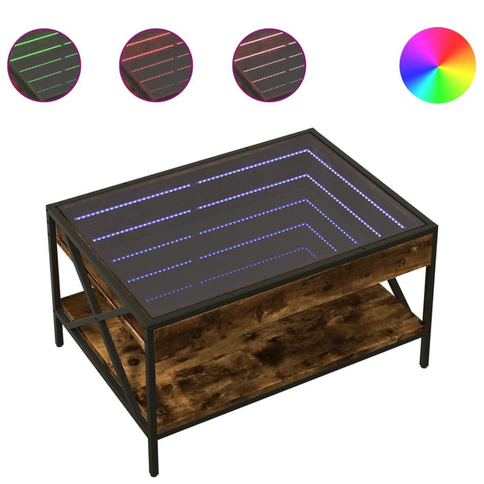 Măsuță de cafea cu LED infinity, stejar fumuriu, 70x50x38 cm - WALTI WALTI