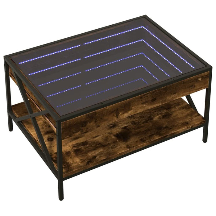Măsuță de cafea cu LED infinity, stejar fumuriu, 70x50x38 cm - WALTI WALTI
