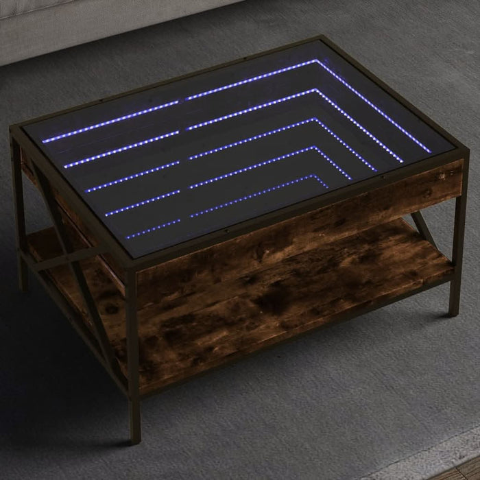 Măsuță de cafea cu LED infinity, stejar fumuriu, 70x50x38 cm - WALTI WALTI