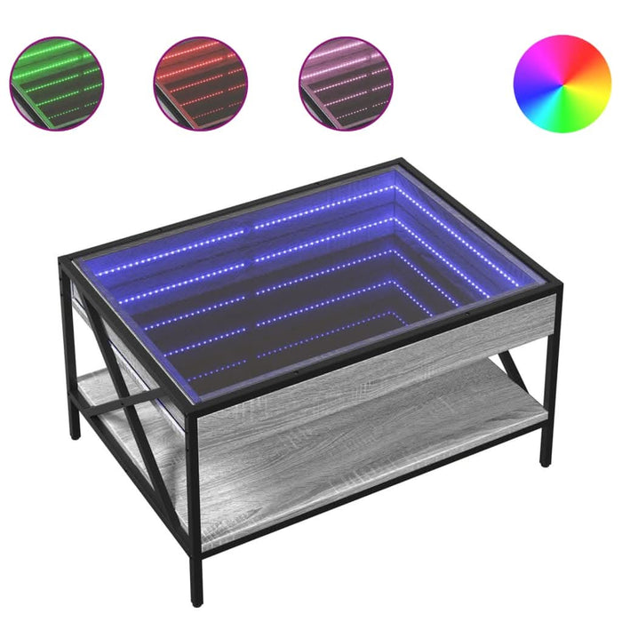 Măsuță de cafea cu LED infinity, gri sonoma, 70x50x38 cm - WALTI WALTI