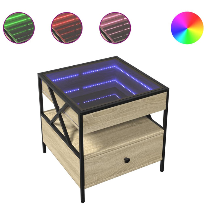 Măsuță de cafea cu LED infinity, stejar sonoma, 50x50x51 cm - WALTI WALTI