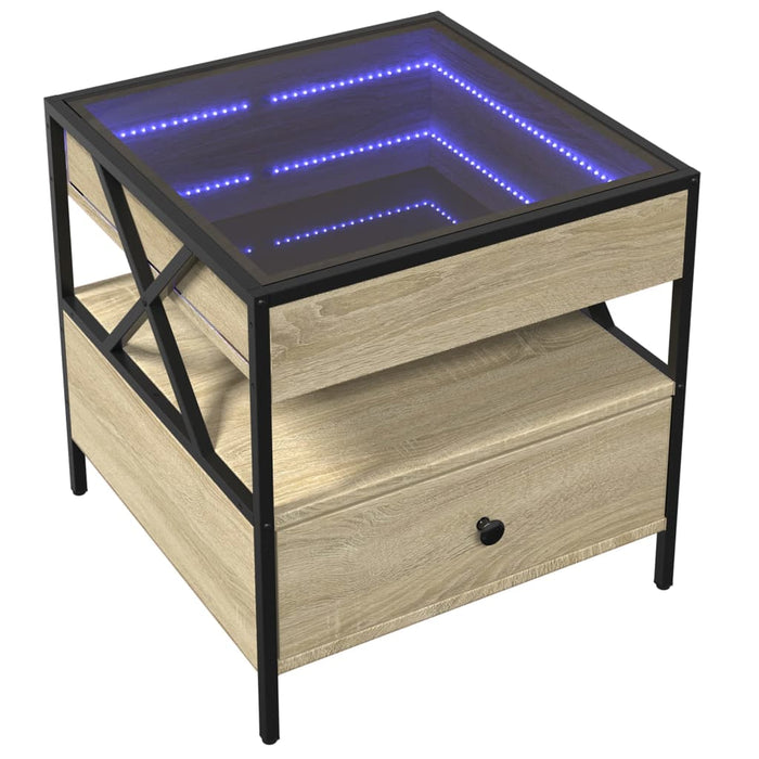 Măsuță de cafea cu LED infinity, stejar sonoma, 50x50x51 cm - WALTI WALTI