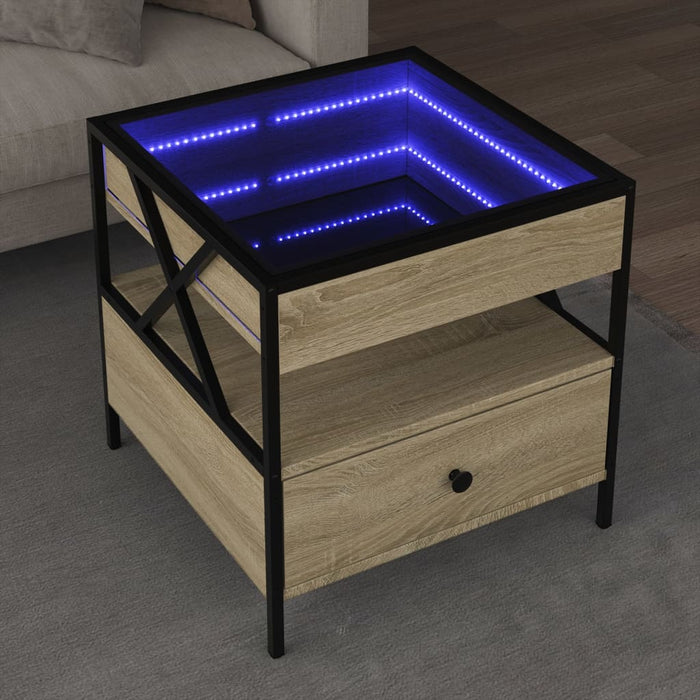 Măsuță de cafea cu LED infinity, stejar sonoma, 50x50x51 cm - WALTI WALTI