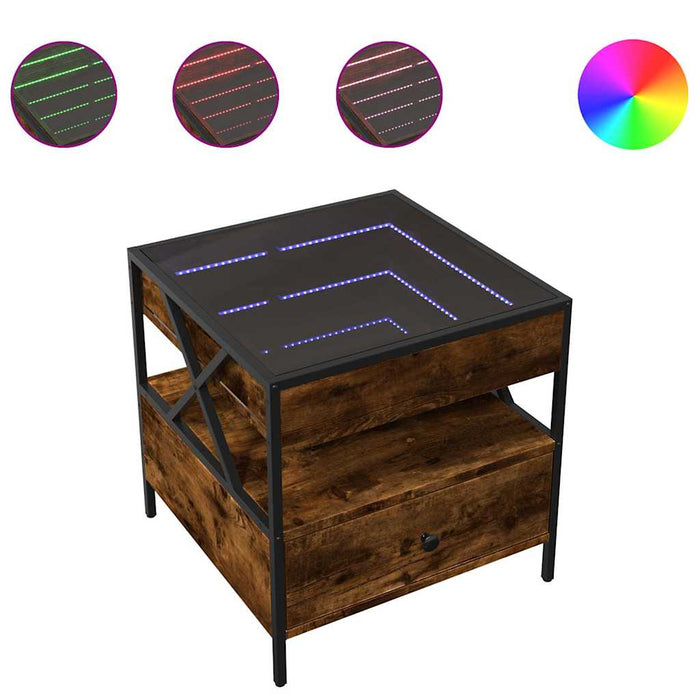 Măsuță de cafea cu LED infinity, stejar fumuriu, 50x50x51 cm - WALTI WALTI