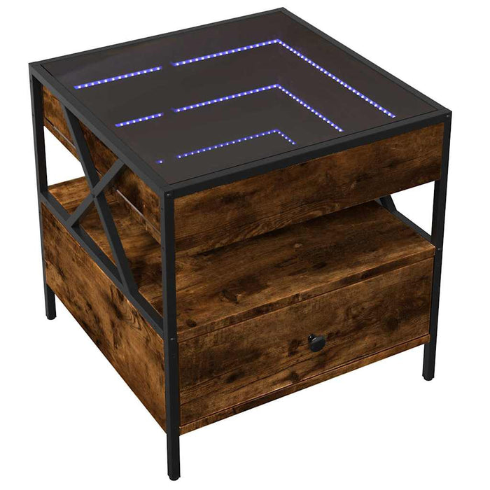 Măsuță de cafea cu LED infinity, stejar fumuriu, 50x50x51 cm - WALTI WALTI