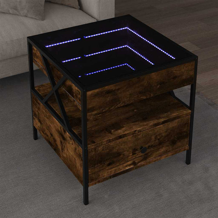 Măsuță de cafea cu LED infinity, stejar fumuriu, 50x50x51 cm - WALTI WALTI