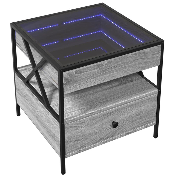 Măsuță de cafea cu LED infinity, gri sonoma, 50x50x51 cm - WALTI WALTI
