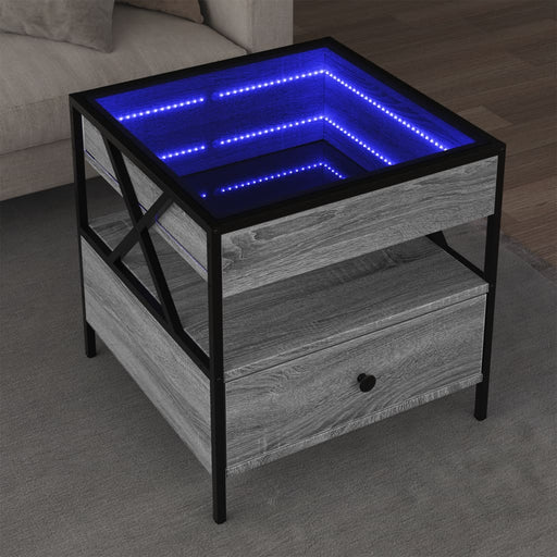 Măsuță de cafea cu LED infinity, gri sonoma, 50x50x51 cm - WALTI WALTI
