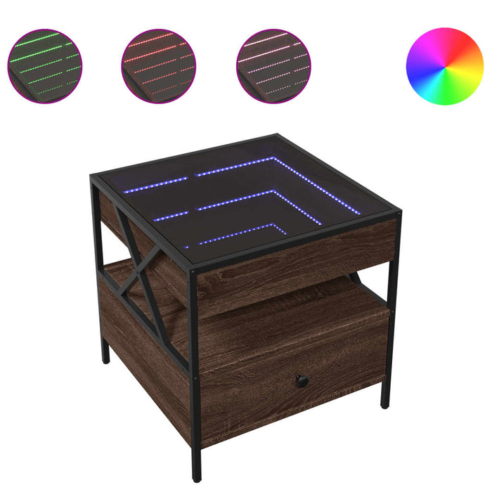 Măsuță de cafea cu LED infinity, stejar maro, 50x50x51 cm - WALTI WALTI
