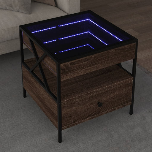 Măsuță de cafea cu LED infinity, stejar maro, 50x50x51 cm - WALTI WALTI