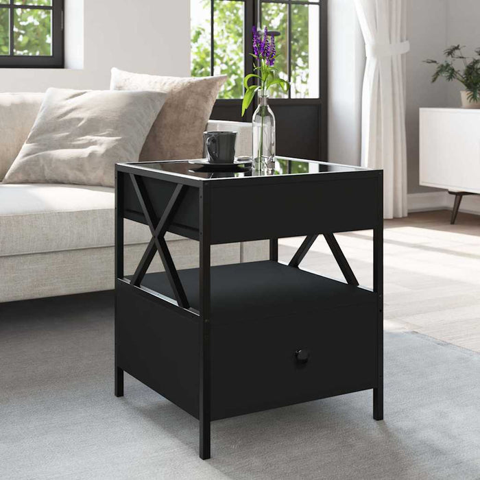 Măsuță de cafea cu LED infinity, negru, 40x40x51 cm - WALTI WALTI