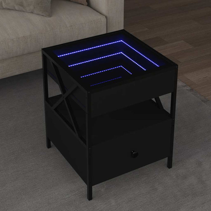 Măsuță de cafea cu LED infinity, negru, 40x40x51 cm - WALTI WALTI
