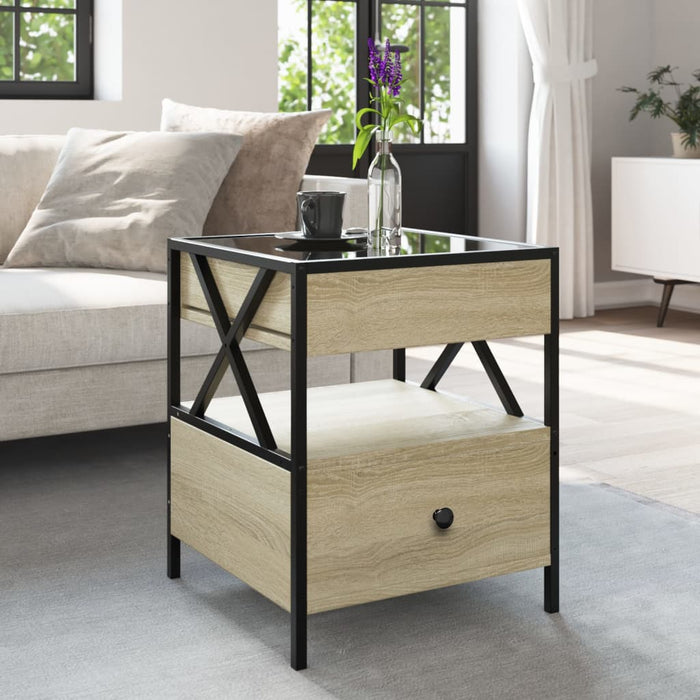 Măsuță de cafea cu LED infinity, stejar sonoma, 40x40x51 cm - WALTI WALTI