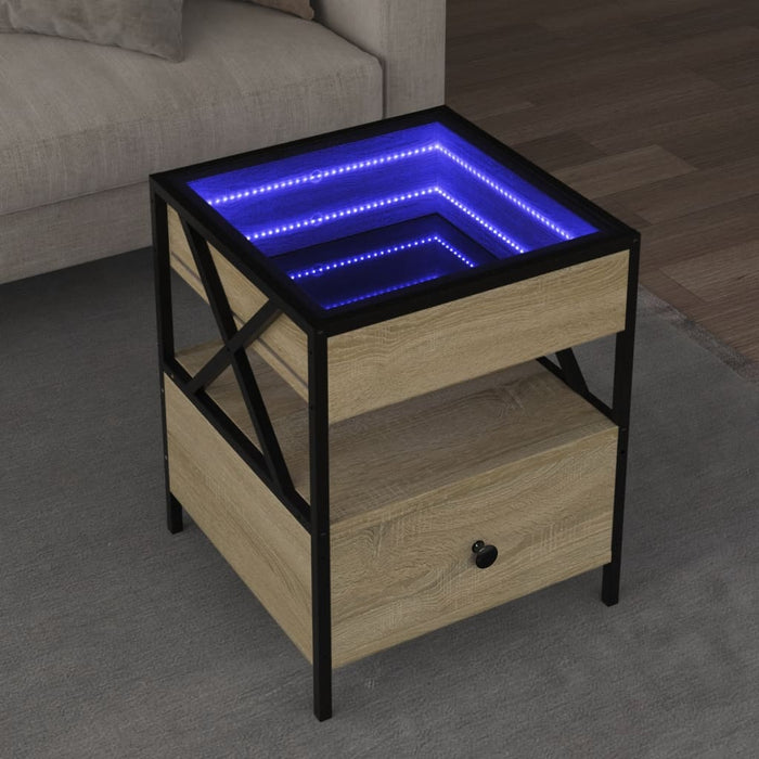 Măsuță de cafea cu LED infinity, stejar sonoma, 40x40x51 cm - WALTI WALTI