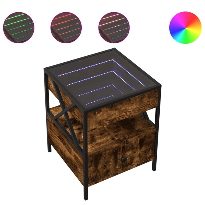 Măsuță de cafea cu LED infinity, stejar fumuriu, 40x40x51 cm - WALTI WALTI