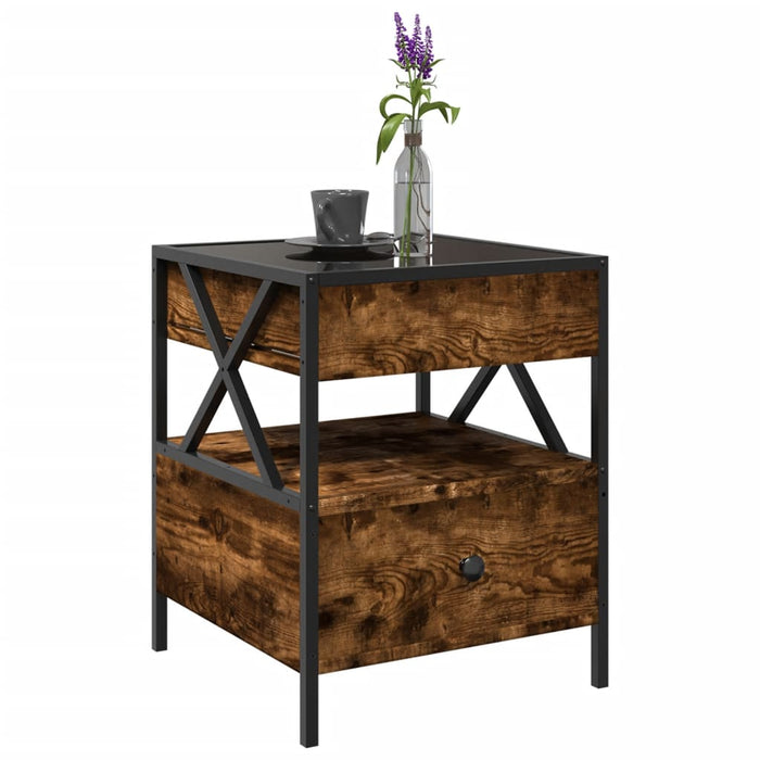 Măsuță de cafea cu LED infinity, stejar fumuriu, 40x40x51 cm - WALTI WALTI