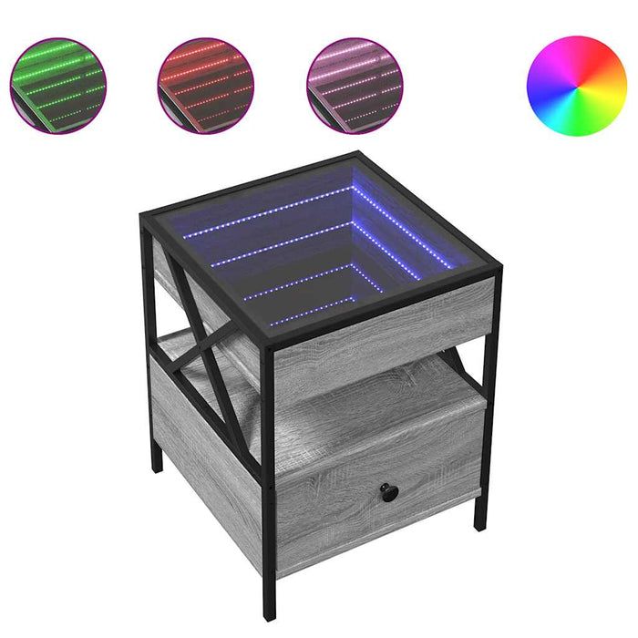 Măsuță de cafea cu LED infinity, gri sonoma, 40x40x51 cm - WALTI WALTI