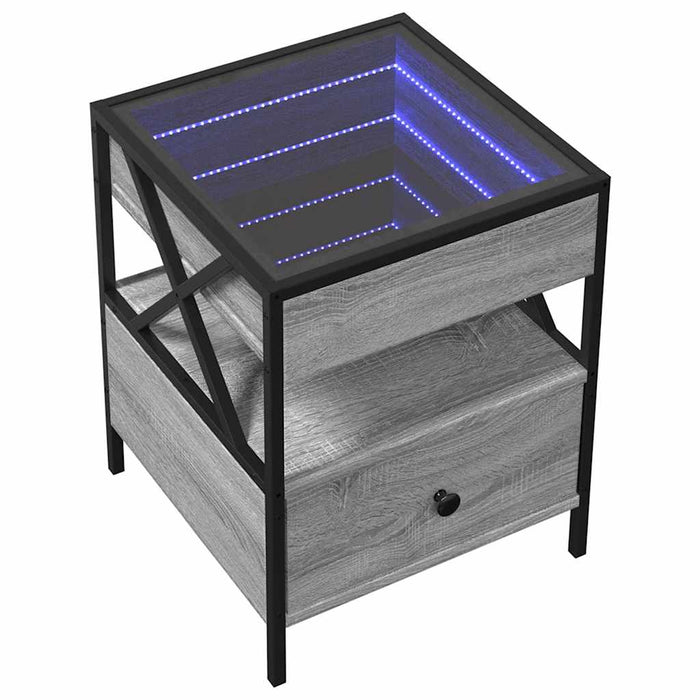 Măsuță de cafea cu LED infinity, gri sonoma, 40x40x51 cm - WALTI WALTI