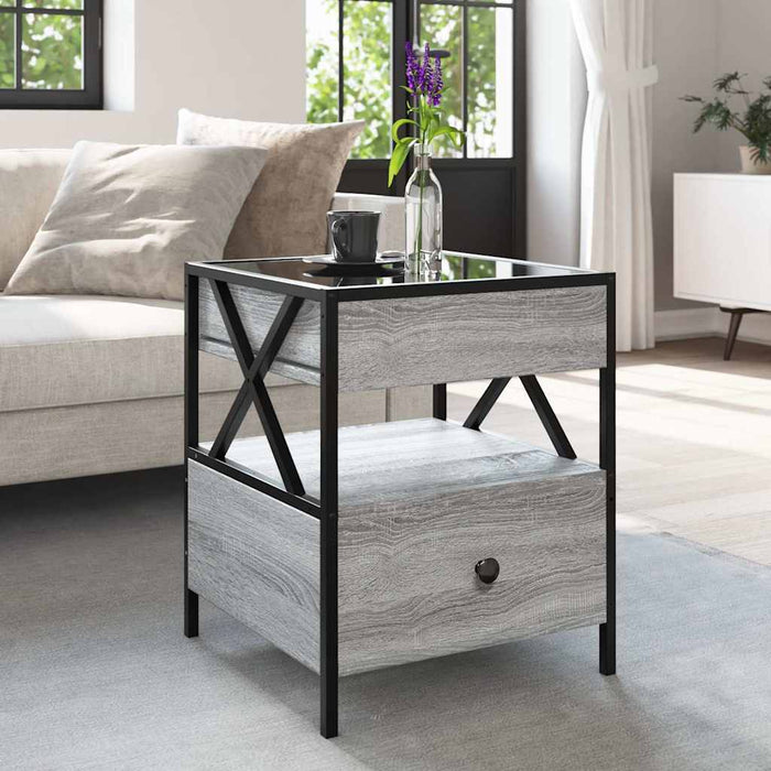 Măsuță de cafea cu LED infinity, gri sonoma, 40x40x51 cm - WALTI WALTI