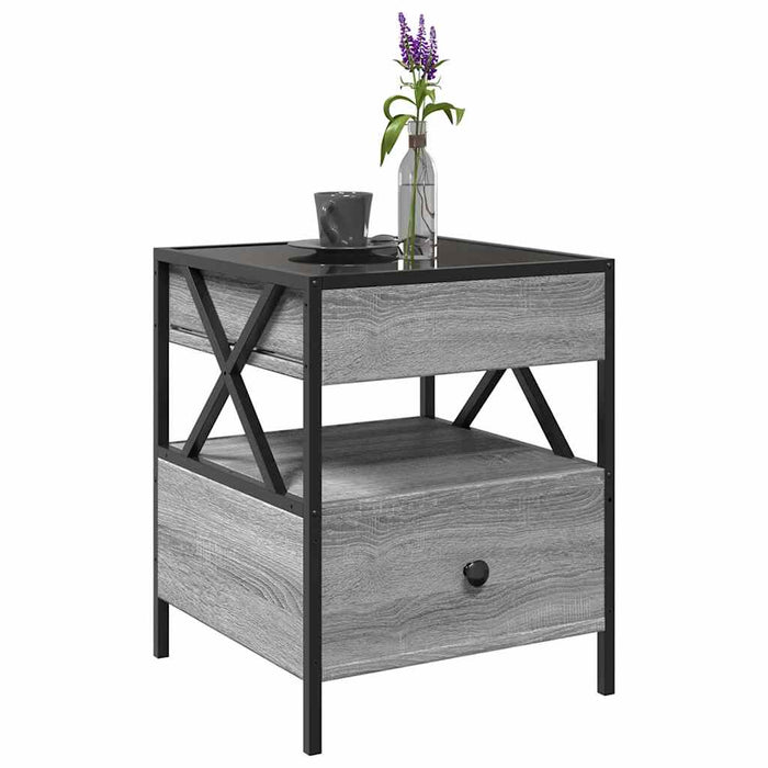Măsuță de cafea cu LED infinity, gri sonoma, 40x40x51 cm - WALTI WALTI