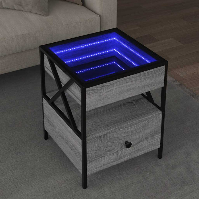 Măsuță de cafea cu LED infinity, gri sonoma, 40x40x51 cm - WALTI WALTI