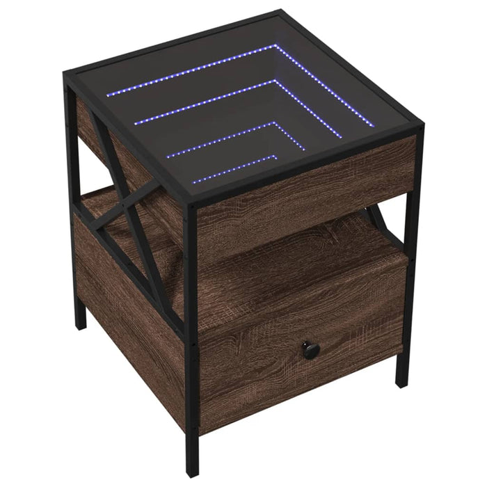 Măsuță de cafea cu LED infinity, stejar maro, 40x40x51 cm - WALTI WALTI