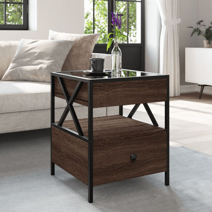 Măsuță de cafea cu LED infinity, stejar maro, 40x40x51 cm - WALTI WALTI