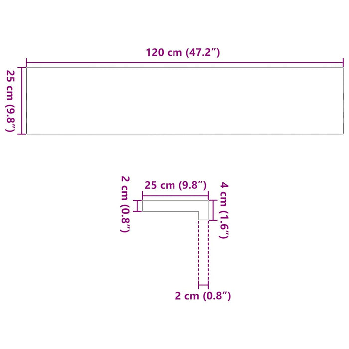 Trepte scari 4 buc Stejar masiv netratat 120x25x2 cm - WALTI WALTI