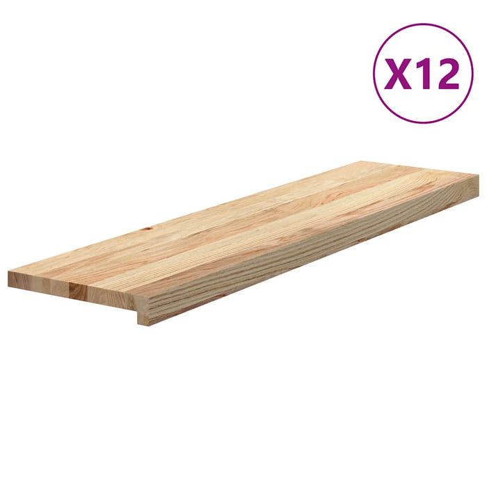 Trepte scari 12 buc Stejar masiv netratat 100x30x2 cm - WALTI WALTI